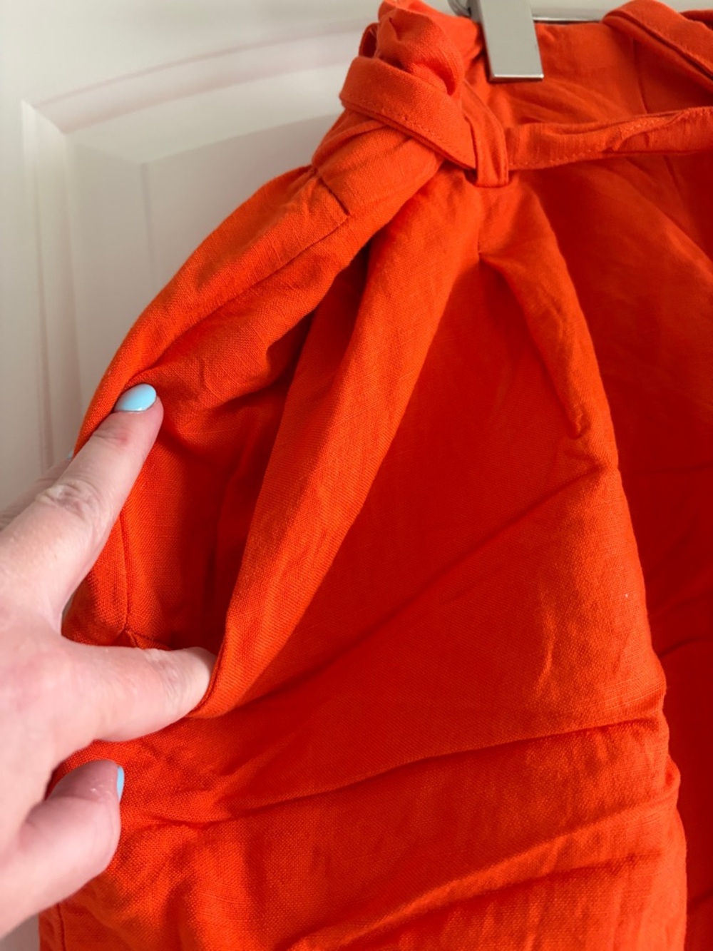 LOFT Orange High-Waist Tie Paperbag Shorts - Picture 2 of 7